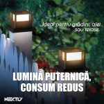 Set 4 x lampa de exterior cu incarcare solara NEXTLY, pentru stalpi/garduri/perete, lumina calda si rece, senzor de lumina, ABS, 15.5x15.5, negru - imagine 2