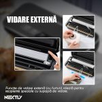 Set aparat de vidat cu vacuum alimente umede/uscate + 6 role 17cm NEXTLY, functii de vidare si sigilare in mod automat/manual/separat, vidare externa, buton oprire, spatiu depozitare rola de vidat 28cm, lama integrata pentru taiere, 110W, 85kpa, negru - imagine 4