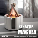 Umidificator de aer cu difuzor de aromaterapie efect de flacara NEXTLY, iluminare ambientala RGB in 2 moduri, temporizator 1h/3h/6h, control din telecomanda, pulverizare fina/intensa, alimentare USB-C, 250ml, alb - imagine 11