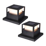 Set 2 x lampa de exterior cu incarcare solara NEXTLY, pentru stalpi/garduri/perete, lumina calda si rece, senzor de lumina, ABS, 15.5x15.5, negru