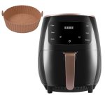 Set Friteuza cu aer cald si forma de silicon maro NEXTLY, gatire fara ulei, Air Fryer capacitate 4.5 litri, 1400W, 8 programe de gatire, Touch Control, afisaj digital, negru