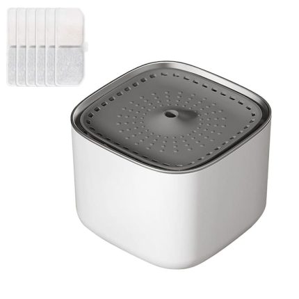 Set dispenser automat de apa tip fantana pentru pisici si caini + 5 filtre NEXTLY, capacitate 3L, fitru de carbune activ si bumbac cu nano-bule, silentios, material non-toxic, alimentare USB, 18x18x13cm, alb