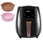 Set Friteuza cu aer cald + 2 forme de silicon NEXTLY, gatire fara ulei, Air Fryer capacitate 4.5 litri, 1400W, 8 programe de gatire, Touch Control, afisaj digital, negru