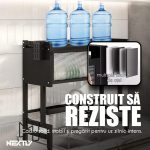 Scurgator de vase multifunctional NEXTLY, instalare deasupra chiuvetei, 4 suporturi + 6 carlige incluse, raft superior, usa din policarbonat, cadru rezistent din otel inoxidabil, 105x28x77cm, negru - imagine 7