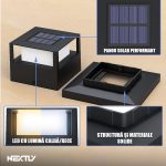 Set 2 x lampa de exterior cu incarcare solara NEXTLY, pentru stalpi/garduri/perete, lumina calda si rece, senzor de lumina, ABS, 15.5x15.5, negru - imagine 8