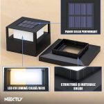 Lampa de exterior cu incarcare solara NEXTLY, pentru stalpi/garduri/perete, lumina calda si rece, senzor de lumina, ABS, 15.5x15.5, negru - imagine 8