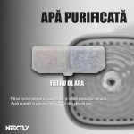 Set dispenser automat de apa tip fantana pentru pisici si caini + 5 filtre NEXTLY, capacitate 3L, fitru de carbune activ si bumbac cu nano-bule, silentios, material non-toxic, alimentare USB, 18x18x13cm, alb - imagine 3