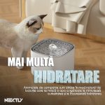 Set dispenser automat de apa tip fantana pentru pisici si caini + 5 filtre NEXTLY, capacitate 3L, fitru de carbune activ si bumbac cu nano-bule, silentios, material non-toxic, alimentare USB, 18x18x13cm, alb - imagine 2