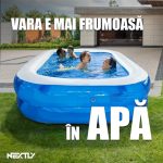 Piscina gonflabila NEXTLY, pentru exterior, material PVC calitativ, usor de curatat si intretinut, 200x150x50cm, alb-albastru - imagine 4