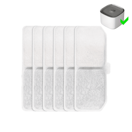 Set 5 filtre pentru dispenser de apa pentru animale NEXTLY, sistem de filtrare in 3 etape - filtru de baza/carbune activ/rasina de schimb ionic, 11.2x4.2cm, alb