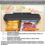 Set aparat de vidat si sigilat alimente umede/uscate + 10 role 500x15cm NEXTLY, functii de vidare si sigilare in mod automat/manual/separat, timp reglabil, afisaj digital secunde ramase, 30cm bara de lipire, protectie supraincalzire, 120W, alb - imagine 4
