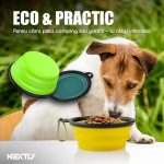 Bol pliabil portabil pentru caini/pisici NEXTLY, 2 nivele de adancime, pentru apa si mancare, agatatoare detasabila inclusa, silicon non-toxic, 17.5cm diametru, 7cm inaltime, L - verde - imagine 7