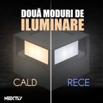 Set 2 x lampa de exterior cu incarcare solara NEXTLY, pentru stalpi/garduri/perete, lumina calda si rece, senzor de lumina, ABS, 15.5x15.5, negru - imagine 4