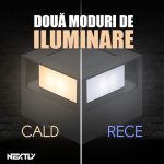Lampa de exterior cu incarcare solara NEXTLY, pentru stalpi/garduri/perete, lumina calda si rece, senzor de lumina, ABS, 15.5x15.5, negru - imagine 4