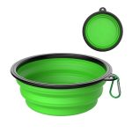 Bol pliabil portabil pentru caini/pisici NEXTLY, 2 nivele de adancime, pentru apa si mancare, agatatoare detasabila inclusa, silicon non-toxic, 17.5cm diametru, 7cm inaltime, L - verde