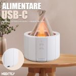 Umidificator de aer cu difuzor de aromaterapie efect de flacara NEXTLY, iluminare ambientala RGB in 2 moduri, temporizator 1h/3h/6h, control din telecomanda, pulverizare fina/intensa, alimentare USB-C, 250ml, alb - imagine 10