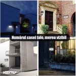 Numar de casa/poarta/usa cu iluminare LED NEXTLY, stikere autocolante cu litere si cifre, incarcare solara, aprindere automata, materiale premium, waterproof, 22.5x17.5, negru - imagine 3