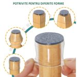 Set 16 protectii picioare scaun/mobila din silicon si pasla NEXTLY, anti-zgarieturi, anti-zgomot, universale, reutilizabile, 3.2x3.2cm, transparent-gri - imagine 4