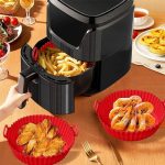 Forma din silicon pentru Air Fryer/cuptor/microunde NEXTLY, reutilizabila, silicon alimentar fara BPA, non-toxic, flexibil, antiaderent, curatare usoara, rotunda, diametru 16cm, inaltime 5cm, rosu - imagine 10