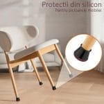 Set 12 protectii picioare scaun/mobila din silicon si pasla NEXTLY, anti-zgarieturi, anti-zgomot, flexibile, universale, reutilizabile, 3x2.8cm - S, negru-visiniu - imagine 2