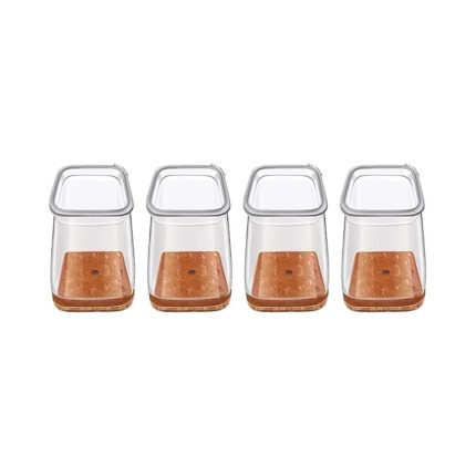 Set 4 protectii picioare scaun/mobila din silicon si pasla NEXTLY, anti-zgarieturi, anti-zgomot, flexibile, universale, reutilizabile, 2.8x2.2cm - S, transparent-maro