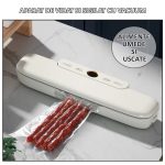 Set aparat de vidat si sigilat alimente umede/uscate + 10 role 500x15cm NEXTLY, functii de vidare si sigilare in mod automat/manual/separat, timp reglabil, afisaj digital secunde ramase, 30cm bara de lipire, protectie supraincalzire, 120W, alb - imagine 2