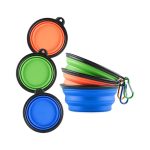 Bol pliabil portabil pentru caini/pisici NEXTLY, 2 nivele de adancime, pentru apa si mancare, agatatoare detasabila inclusa, silicon non-toxic, 13x5.5cm diametru/bol, S, portocaliu - imagine 2