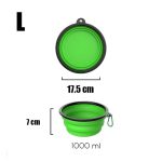 Bol pliabil portabil pentru caini/pisici NEXTLY, 2 nivele de adancime, pentru apa si mancare, agatatoare detasabila inclusa, silicon non-toxic, 17.5cm diametru, 7cm inaltime, L - verde - imagine 10