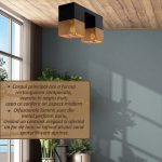 Lustra LED pentru interior NEXTLY, 2 surse de iluminare - soclu E27, IP20, design modern, metal, 32x10x16cm, negru-auriu - imagine 4