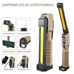 Lampa LED de lucru reincarcabila, NEXTLY, magnetica, carlig pentru agatare, pliabila 180°, 15W, 450lm, 3 surse de lumina, intensitate reglabila, 3 tipuri de lumina, functie powerbank, incarcare USB-C, negru - imagine 3