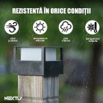 Set 2 x lampa de exterior cu incarcare solara NEXTLY, pentru stalpi/garduri/perete, lumina calda si rece, senzor de lumina, ABS, 15.5x15.5, negru - imagine 7