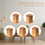 Set 4 protectii picioare scaun/mobila din silicon si pasla NEXTLY, anti-zgarieturi, anti-zgomot, flexibile, universale, reutilizabile, 2.8x2.2cm - S, transparent-maro - imagine 2