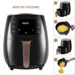 Set Friteuza cu aer cald + 3 forme de silicon NEXTLY, gatire fara ulei, Air Fryer capacitate 4.5 litri, 1400W, 8 programe de gatire, Touch Control, afisaj digital, negru - imagine 8