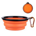 Bol pliabil portabil pentru caini/pisici NEXTLY, 2 nivele de adancime, pentru apa si mancare, agatatoare detasabila inclusa, silicon non-toxic, 13x5.5cm diametru/bol, S, portocaliu