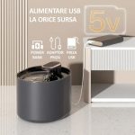 Set dispenser automat de apa tip fantana pentru pisici si caini + 5 filtre NEXTLY, capacitate 3L, fitru de carbune activ si bumbac cu nano-bule, ultra-silentios, lumina led, alimentare USB, Alb - imagine 9