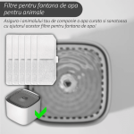 Set 10 filtre pentru dispenser de apa pentru animale NEXTLY, sistem de filtrare in 3 etape - filtru de baza/carbune activ/rasina de schimb ionic, 11.2x4.2cm, alb - imagine 2
