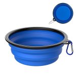 Bol pliabil portabil pentru caini/pisici NEXTLY, 2 nivele de adancime, pentru apa si mancare, agatatoare detasabila inclusa, silicon non-toxic, 13x5.5cm diametru/bol, S, albastru