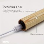 Lampa LED cu senzor de miscare NEXTLY, lumina calda, 2 moduri de iluminare - continua/senzor de miscare, prindere magnetica pe suport, incarcare USB, IP20, ABS + sticla organica, 18x2.5cm, maro - imagine 7