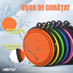 Bol pliabil portabil pentru caini/pisici NEXTLY, 2 nivele de adancime, pentru apa si mancare, agatatoare detasabila inclusa, silicon non-toxic, 13x5.5cm diametru/bol, S, portocaliu - imagine 9