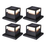 Set 4 x lampa de exterior cu incarcare solara NEXTLY, pentru stalpi/garduri/perete, lumina calda si rece, senzor de lumina, ABS, 15.5x15.5, negru
