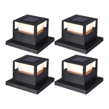 Set 4 x lampa de exterior cu incarcare solara NEXTLY, pentru stalpi/garduri/perete, lumina calda si rece, senzor de lumina, ABS, 15.5x15.5, negru
