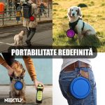 Bol pliabil portabil pentru caini/pisici NEXTLY, 2 nivele de adancime, pentru apa si mancare, agatatoare detasabila inclusa, silicon non-toxic, 17.5cm diametru, 7cm inaltime, L - portocaliu - imagine 4
