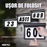 Numar de casa/poarta/usa cu iluminare LED NEXTLY, stikere autocolante cu litere si cifre, incarcare solara, aprindere automata, materiale premium, waterproof, 22.5x17.5, negru - imagine 9