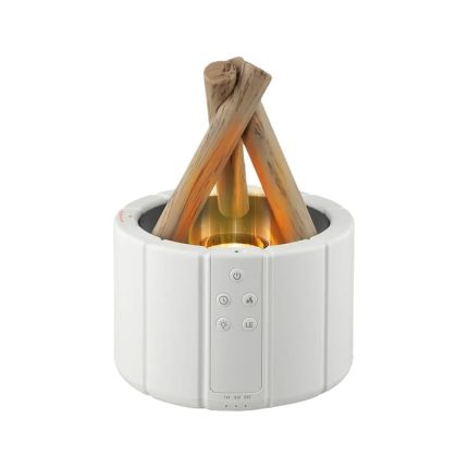 Umidificator de aer cu difuzor de aromaterapie efect de flacara NEXTLY, iluminare ambientala RGB in 2 moduri, temporizator 1h/3h/6h, control din telecomanda, pulverizare fina/intensa, alimentare USB-C, 250ml, alb