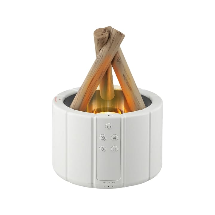 res_dd9411c2cce688ea6d3d2868e5365740.jpg Umidificator de aer cu difuzor de aromaterapie efect de flacara NEXTLY, iluminare ambientala RGB in 2 moduri, temporizator 1h/3h/6h, control din telecomanda, pulverizare fina/intensa, alimentare USB-C, 250ml, alb - imagine 1