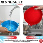 Forma din silicon pentru Air Fryer/cuptor/microunde NEXTLY, reutilizabila, silicon alimentar fara BPA, non-toxic, flexibil, antiaderent, curatare usoara, rotunda, diametru 16cm, inaltime 5cm, rosu - imagine 4