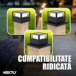 Set 4 x lampa de exterior cu incarcare solara NEXTLY, pentru stalpi/garduri/perete, lumina calda si rece, senzor de lumina, ABS, 15.5x15.5, negru - imagine 5