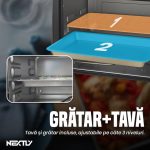 Cuptor electric NEXTLY, 1500W, capacitate 48L, timer 60 min cu alarma, temperatura reglabila 0-250°C, incalzire reglabila(sus si/sau jos), geam transparent, tava si gratar incluse, negru - imagine 6