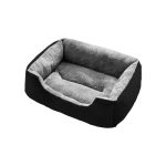 Patut caini si pisici NEXTLY, culcus din material moale si pufos, margini inalte, baza antiderapanta, umplutura din bumac PP, dreptunghiular, 80x60cm - XXL, negru-gri