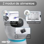 Dispenser automat hrana pentru caini/pisici NEXTLY, programabil - planificare mese, temporizare si dozare, ecran LCD, inregistrare sunet, hranire manuala, alimentare cablu/baterii, bol inox, 3.5l, alb - imagine 10